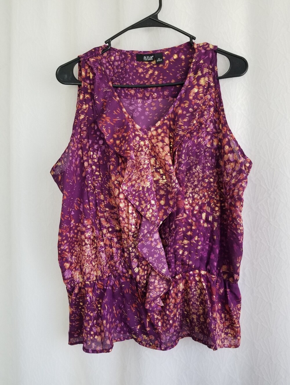 Y2K Glam Festival Ruffle Gold Metallic Blouse XL
